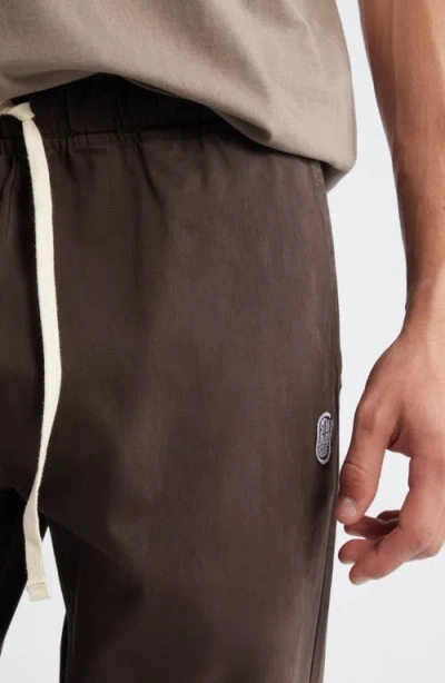 Standard Issue Standard Cotton Stretch Poplin Drawstring Slacker Pants In Brown