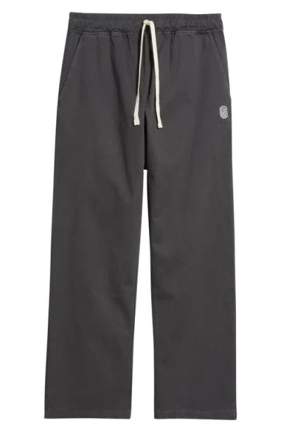 Standard Issue Standard Cotton Stretch Poplin Drawstring Slacker Pants In Black
