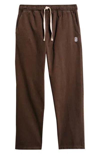 Standard Issue Standard Cotton Stretch Poplin Drawstring Slacker Pants In Brown