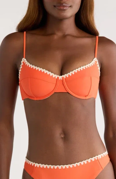 Ramy Brook Emmeline Underwire Contrast Edge Bikini Top In Orange