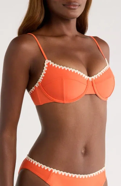 Ramy Brook Emmeline Underwire Contrast Edge Bikini Top In Orange