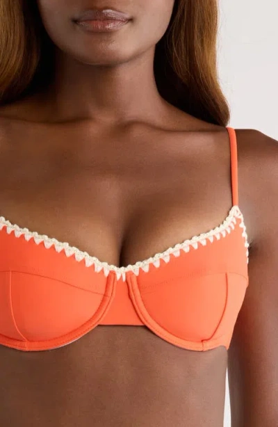 Ramy Brook Emmeline Underwire Contrast Edge Bikini Top In Orange