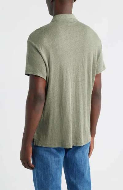 Alex Crane  Linen Polo In Green