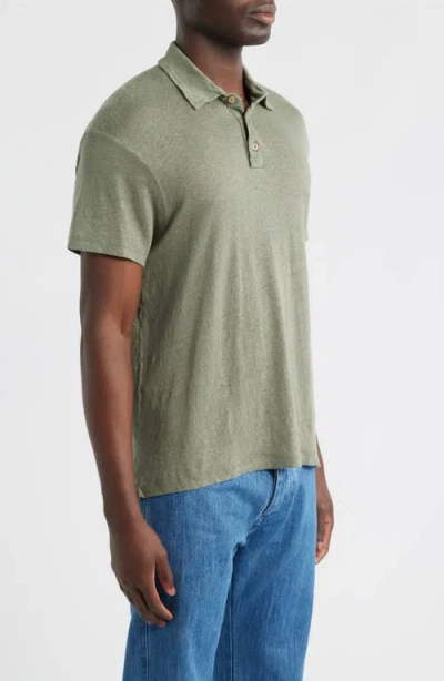 Alex Crane  Linen Polo In Green