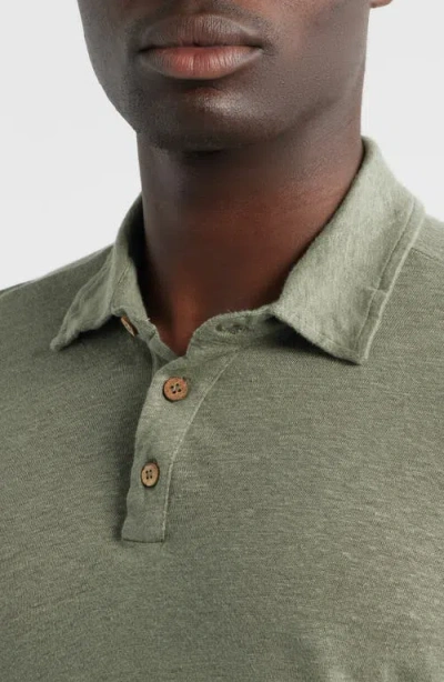 Alex Crane  Linen Polo In Green