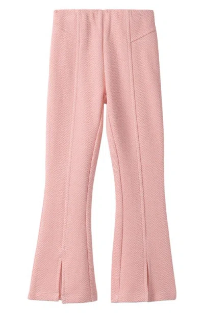 Hatley Kids' Herringbone Tweed Flare Leg Pants In Pink