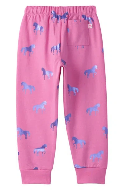 Hatley Kids' Shimmer Horse Print Joggers In Pink