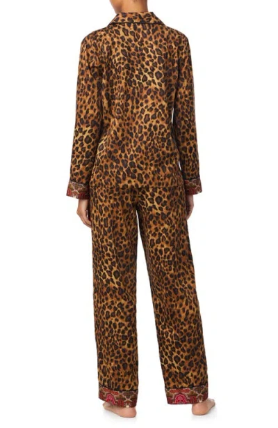 Ralph Lauren Women's Long Sleeves Notch Collar Pajama Set In Animal Print