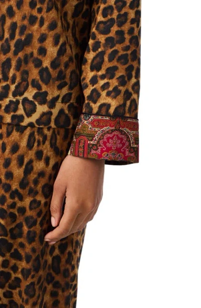 Ralph Lauren Women's Long Sleeves Notch Collar Pajama Set In Animal Print