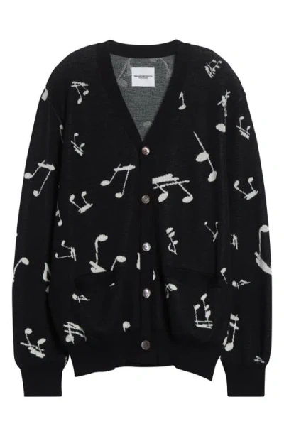 Takahiromiyashita The Soloist Takahiromiyashita Thesoloist. Music Note Jacquard Wool Cardigan In Black