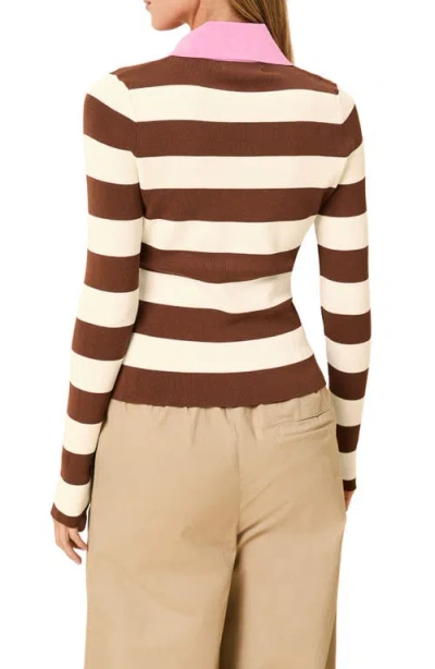 Solid & Striped The Debra Rubgy Stripe Top In Brown