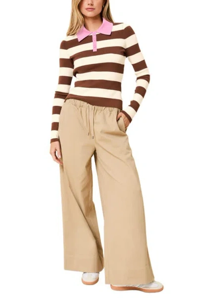 Solid & Striped The Debra Rubgy Stripe Top In Brown