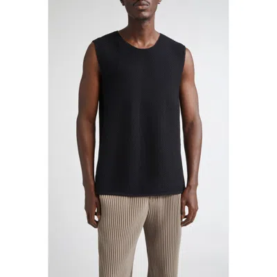Issey Miyake Homme Plissé  Rustic Knit Sweater Vest In Black
