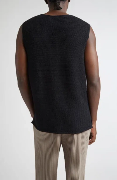 Issey Miyake Homme Plissé  Rustic Knit Sweater Vest In Black