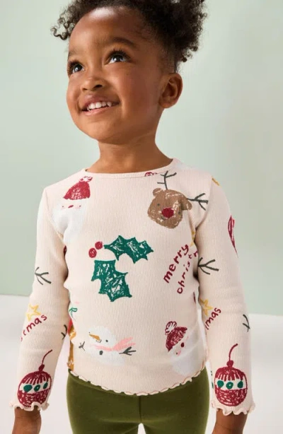 Next Kids' Rib Print Long Sleeve Top In Multi