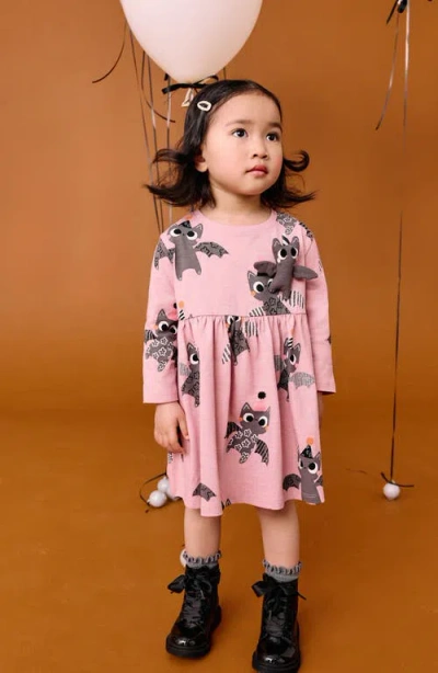 Next Kids' Bat Long Sleeve Jersey Dress In Pink