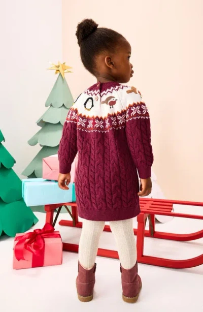 Next Kids' Fair Isle Sweater Dress In Brown