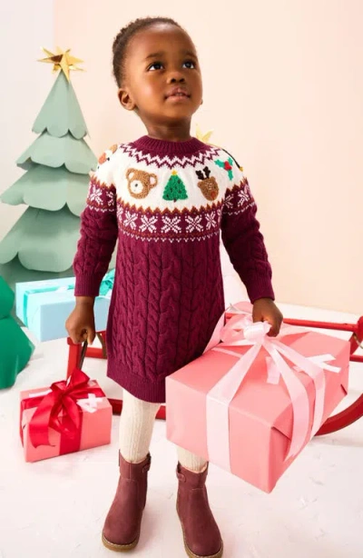 Next Kids' Fair Isle Sweater Dress In Brown
