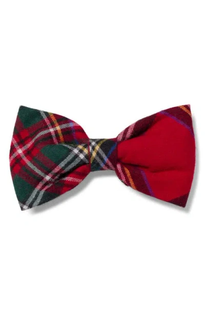 Petite Plume Imperial Tartan Dog Bow Tie In Red