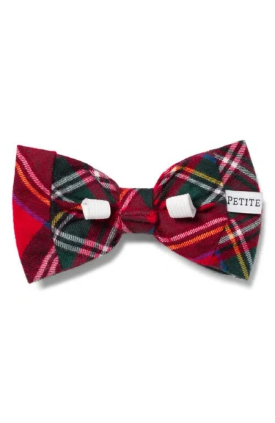 Petite Plume Imperial Tartan Dog Bow Tie In Red