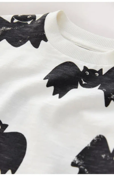 Next Kids' Bat Print Oversize Long Sleeve Cotton T-shirt In White