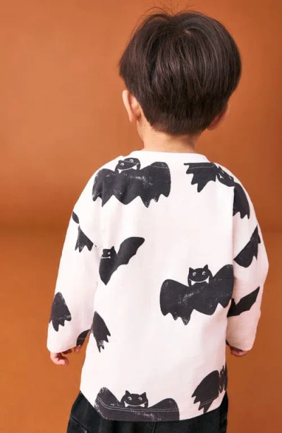 Next Kids' Bat Print Oversize Long Sleeve Cotton T-shirt In White