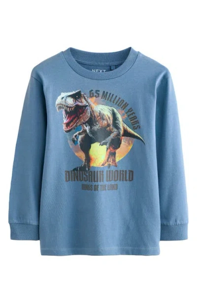 Next Kids' 3-pack Assorted Long Sleeve Cotton Graphic T-shirts In Blue