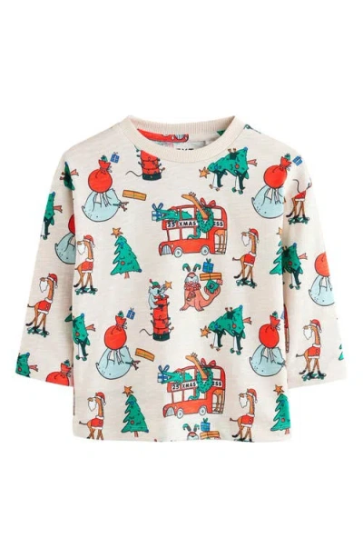 Next Kids' Holiday Print Long Sleeve Cotton T-shirt In Green