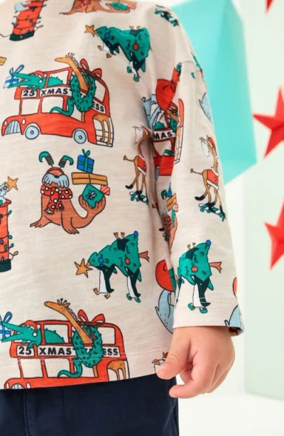 Next Kids' Holiday Print Long Sleeve Cotton T-shirt In Green