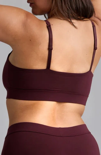Woxer Luxe Icon Stretch Modal Adjustable Bralette In Burgundy
