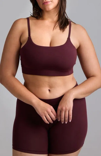 Woxer Luxe Icon Stretch Modal Adjustable Bralette In Burgundy