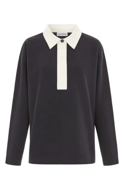 Aligne Joni Stripe Organic Cotton Blend Rugby Shirt In Blue