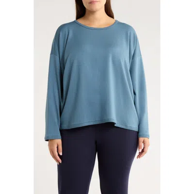 Eileen Fisher Crewneck Boxy Crop T-shirt In Blue
