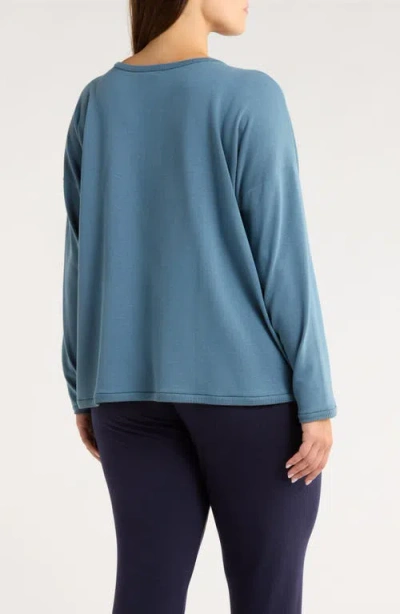 Eileen Fisher Crewneck Boxy Crop T-shirt In Blue