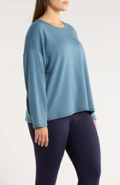 Eileen Fisher Crewneck Boxy Crop T-shirt In Blue