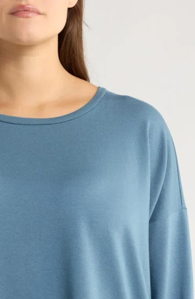 Eileen Fisher Crewneck Boxy Crop T-shirt In Blue