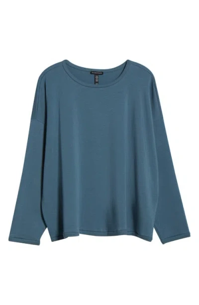 Eileen Fisher Crewneck Boxy Crop T-shirt In Blue