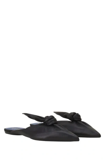 Lanvin Knotted Pointed-toe Flat Mules In Black