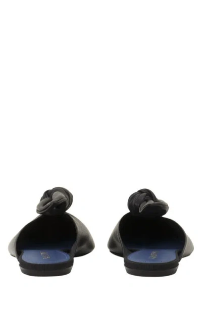 Lanvin Knotted Pointed-toe Flat Mules In Black