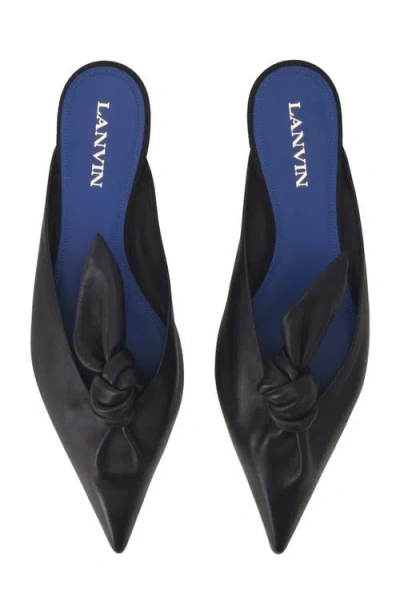 Lanvin Knotted Pointed-toe Flat Mules In Black