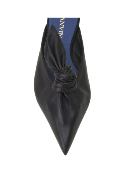 Lanvin Knotted Pointed-toe Flat Mules In Black