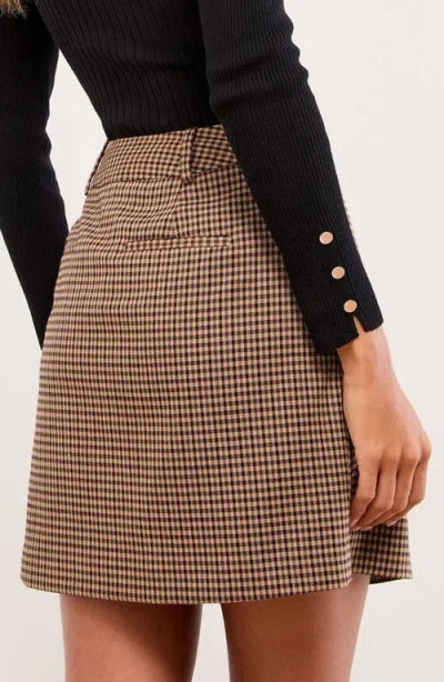Lipsy Check Miniskirt In Gold