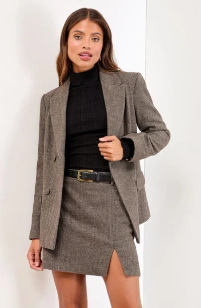 Lipsy Houndstooth Check Miniskirt In Gold