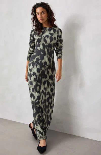 Next Animal Print Jersey Maxi Dress In Gray