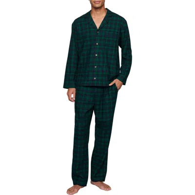 Eberjey Plaid Cotton Flannel Pajamas In Green