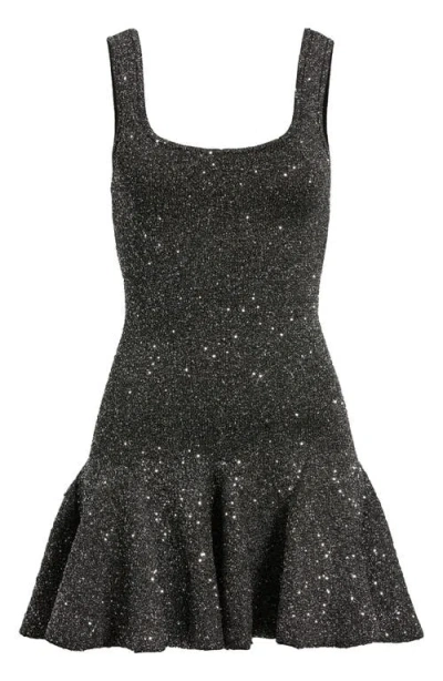 Loveshackfancy Sarajane Metallic Flounce Hem Minidress In Black