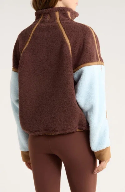 Free People Fp Movement Mountain High Fleece Half Zip Pullover In Brown