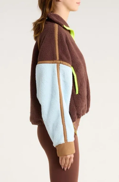 Free People Fp Movement Mountain High Fleece Half Zip Pullover In Brown