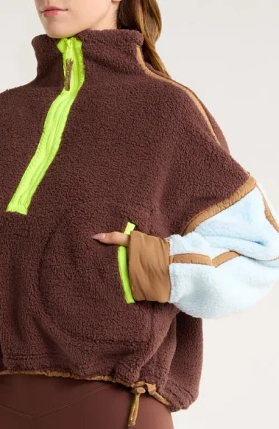 Free People Fp Movement Mountain High Fleece Half Zip Pullover In Brown