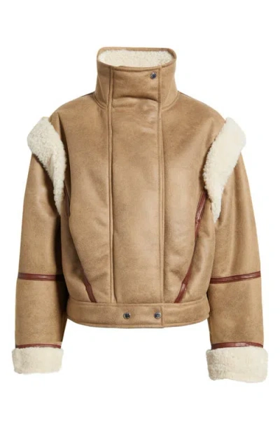 Hugo Boss Boss Orange Cheerlea Faux Shearling Jacket In Brown